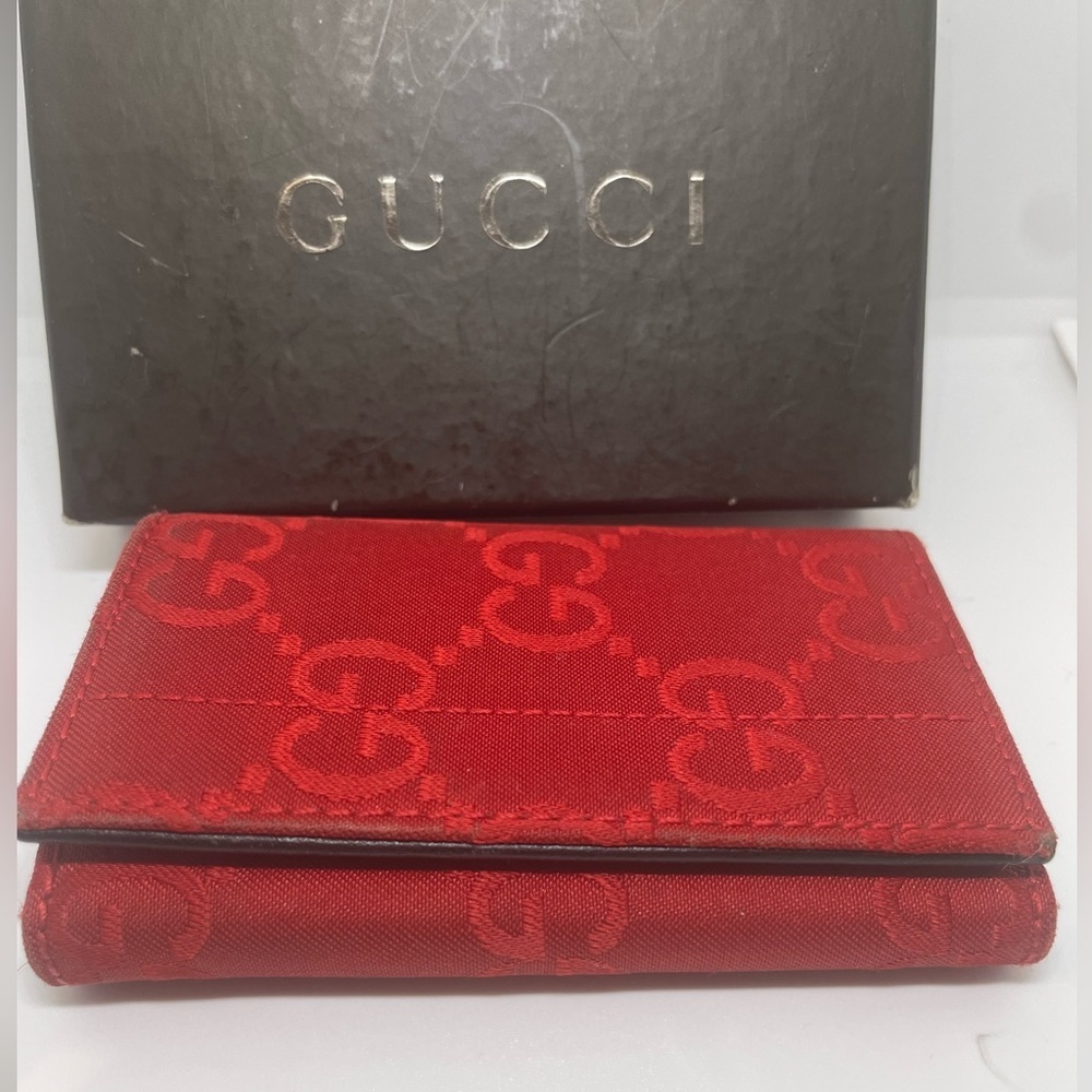 GUCCI key wallet GG canvas and leather inside Authentic used - Picture 1 of 8